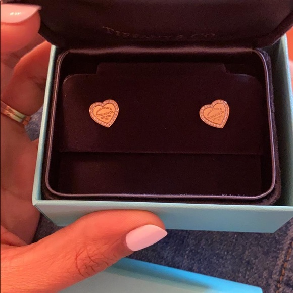 Tiffany 18k rose gold and diamonds RTT earrings - Picture 5 of 5